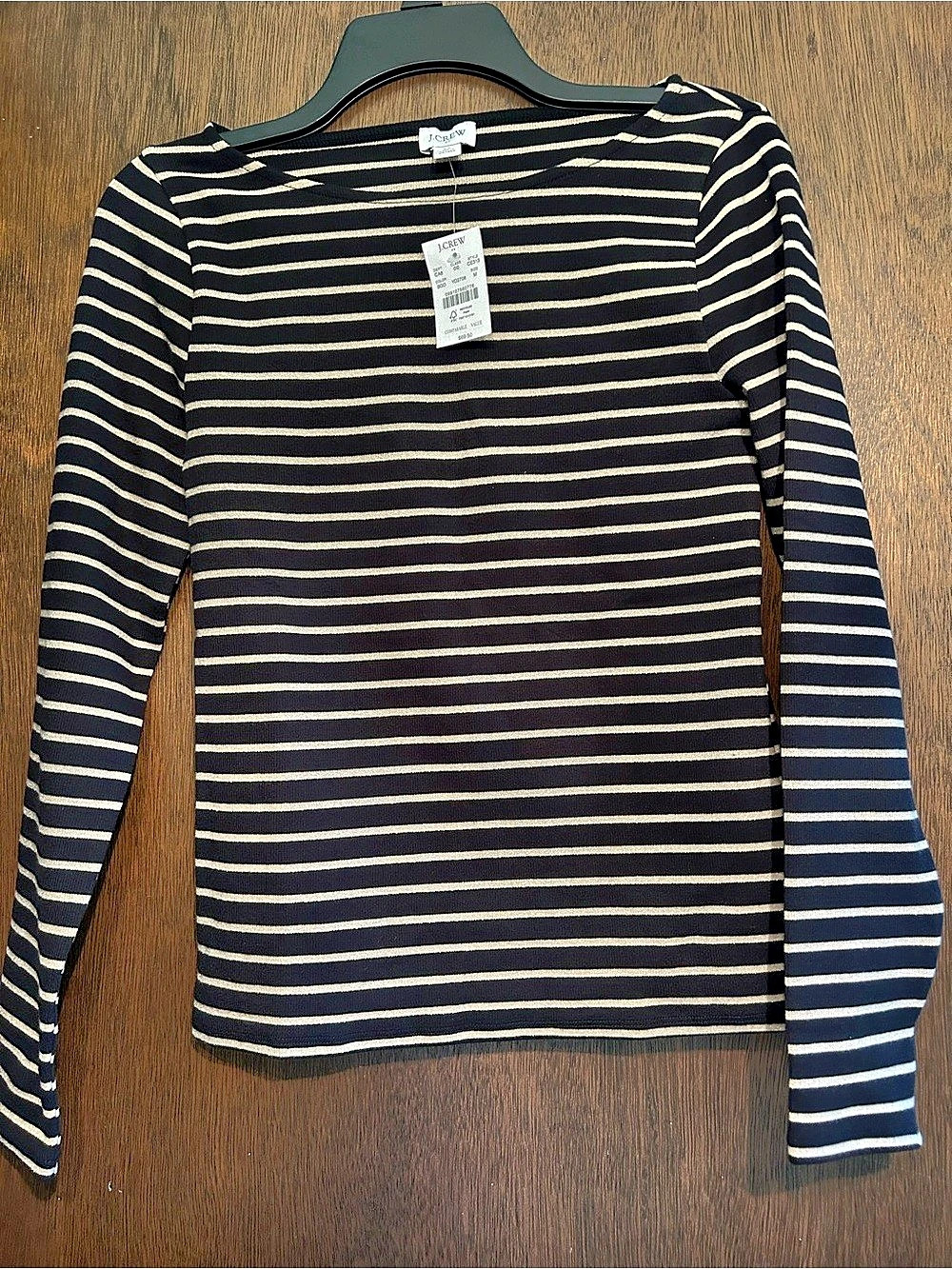 J.Crew Striped Long Sleeve Top in Black & Gold Size Medium NWT